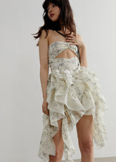 Romantic Art Print Dress with Detachable Straps